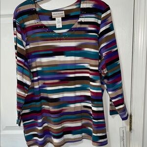 Alfred Dunner Striped Multicolor Top